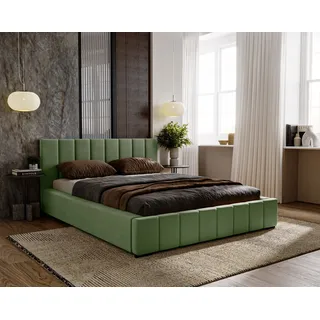 Polsterbett Nero inkl. Taschenfederkernmatratze Salsa, 200x200 cm, Doppelbett mit Bettkasten und Lattenrost aus Holz, Velourstoff: Grau - Grau