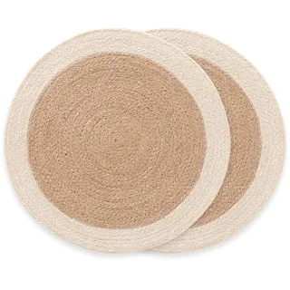 Tischsets, rund, Jute, natürlich, handgefertigt, 38 x 38 cm, 2 Stück