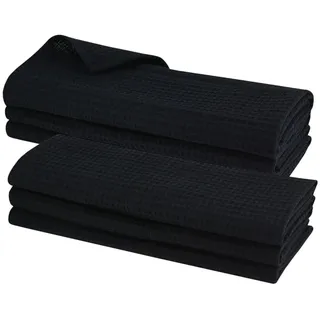 Gariella 6X Geschirrtuch aus 100% Baumwolle Waffel-Piqué in schwarz