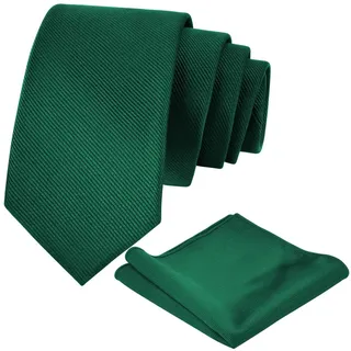 Aomig Herren Krawatten mit Einstecktuch, Schmale Krawatte 6 cm für Männer, Elegant Hochzeit Krawatte für Büro oder Festliche Veranstaltunge (Grün)
