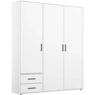 Rauch Drehtürenschrank RAUCH "Kleiderschrank Schrank Garderobe Wäscheschrank VOYAGER", weiß (alpinweiß), B:140cm H:194cm T:53cm, Holzwerkstoff, Schränke, Drehtürenschrank, moderne Griffe in Graumetallic mit Außenschubkästen MADE IN GERMANY, Topseller