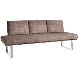 Dieter Knoll Sitzbank , Braun, Chromfarben , Metall, Textil , 209x92x78 cm , Emas, Dgm , Fußauswahl, Lederauswahl, Stoffauswahl, Typenauswahl, mit Rückenlehne, in verschiedenen Größen erhältlich , Esszimmer, Bänke, Sitzbänke, Sitzbänke mit Lehne