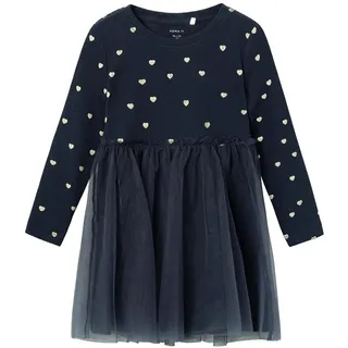 NAME IT Mädchen Nmfnadja Ls Dress Noos, Blau, 110