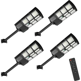 Jopassy 4X 300W Straßenlaterne Wandleuchte Solar mit Bewegungsmelder Straßenlampe LED - Schwarz