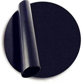 BBQ Grillmatten mit Antihaft Teflon Beschichtung zum Grillen für Gasgrill Holzkohle Lebensmittelkonform (52cm Ø Rund x1) - Schwarz