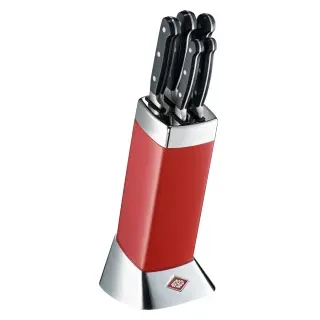Wesco Classic Line Messerblock, inkl. Messerset, Standfester Messerblock inklusive 5teiliges Messerset, Farbe: rot