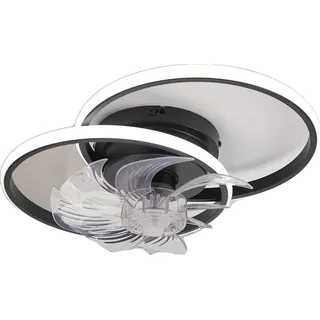 Deckenventilator, modernes Design, dimmbares LED-Licht, schwarz - Schwarz