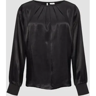 S.Oliver BLACK LABEL Langarmshirt, mit U-Boot Ausschnitt, schwarz