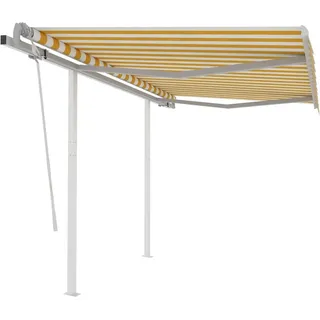 Markise Manuell Einziehbar mit Pfosten 3x2,5 m Gelb & Weiß - Gelb
