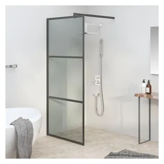 vidaXL Duschwand Walk-In-Dusche 90 x 195 cm Schwarz ESG Glas