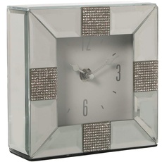 DRW Quadratische Tischuhr mit Spiegel 14 x 14 x 4,5 cm