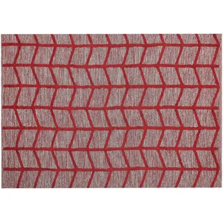 Beliani Kurzflor-Teppich Sivas 230/160 cm , Rot , Textil , Grafikmuster , Rechteckig , 160x230 cm , Teppiche und Böden, Teppiche, Orientteppiche