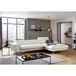 W.SCHILLIG Ecksofa "piedroo, Designsofa mit tollem Sitzkomfort, elegant und bequem, L-Form" Kopfteilverstellung, wahlweise mit Sitztiefenverstellung, Breite 343cm, weiß z59