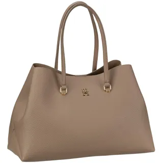 Tommy Hilfiger Damen Tote Bag Tasche Emblem Workbag mit Reißverschluss, Braun (Oat Milk), Einheitsgröße