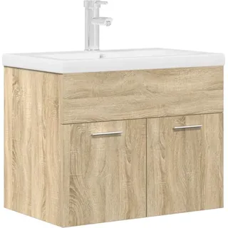 vidaXL Waschbeckenunterschrank Einbaubecken Wasserhahn Sonoma-Eiche - Braun