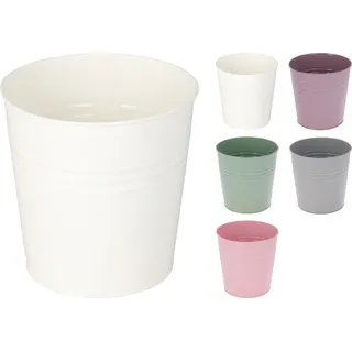 4 Stück Blumentopf Pflanzgefäß Balkontopf Übertopf verzinkt Ø13xH11cm - Rosa