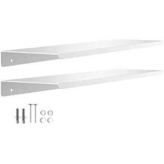SOTECH 2er Set Wandboard Hover-V 450 x 130 x 30 mm weiß Wandmontage | Bücherregal inkl. Befestigungsset moderne Ablage für Bad Küche oder Wohnzimmer