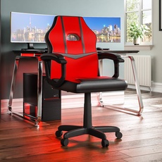 Vida Designs Racing Comet Gaming-Computer-Stuhl, rot/schwarz, Bürostuhl, verstellbarer, drehbarer Lehnstuhl, Polyurethan-Kunstleder, 101 x 58 x 55 cm