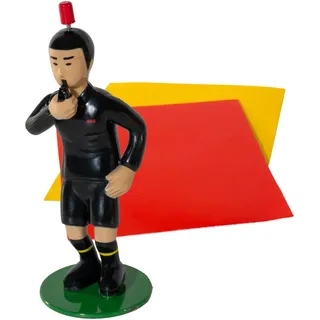 Tipp-Kick Spielfigur Schiri schwarzes Trikot Tischfußball-Set - Original Schiedsrichter mit gelber & roter Karte, Spannendes Fußball-Spiel & tolle Geschenkidee für Fans