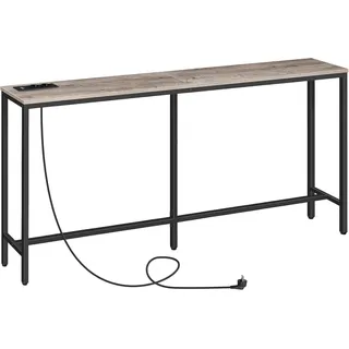 Schmaler Konsolentisch mit Ladestation und USB-Anschlüssen 180 cm Grau - Grau
