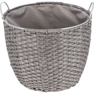 TermaTech Kaminholzkorb „Rattan“ 57 Liter, Ø 39 cm, hellgrau, Schmutzfang