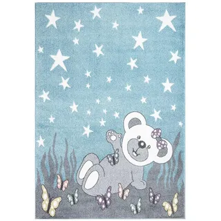 Carpet City Kinderteppich "ANIME916", rechteckig 11 mm Höhe Kinderzimmer Teppich Modern mit Mond, Blumen, Wolken, Creme, Multi,