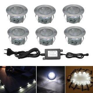 CHNXU LED Bodeneinbaustrahler 6er Set Ø45mm 1W Terrassen Einbaustrahler Aussen 12V IP67 Wasserdicht Terrassenstrahler Licht für Küche Garten Treppen Balkon Terrasse, Kaltes Weiß