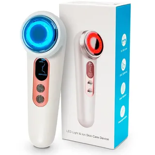 QUIRUMED Anti-Falten-Ionen-Gesichtsmassagegerät mit LED-Licht, Gesichtspflege, Ultraschalltechnologie, wiederaufladbarer Lithiumbatterie