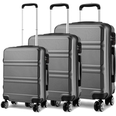 KONO Koffer Set Hartschalenkoffer 3 Teilig Reisekoffer Set mit 4 Rollen und TSA Schloss, Zwillingsrollen Trolley Rollkoffer in M-L-XL-Set Koffer Handgepäck, Mittelgroß, Groß (Grau)