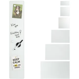 Relaxdays Glas-Magnetboard , Weiß , Glas, Metall , 80x15x0.4 cm , Bilder & Rahmen, Pinnwände & Magnettafeln