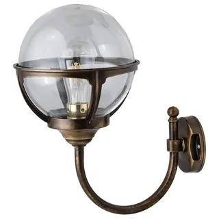 Wandleuchte aus Messing Kugel Schirm Vintage IP43 rostfrei Haus Hof Lampe Außen
