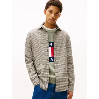 Langarmhemd TOMMY JEANS "TJM OXFORD CHECK", Herren, Gr. 4XL (64), N-Gr, grün (pewter grün check), Web, Obermaterial: 100% Baumwolle, regular fit, Hemden Langarmhemd, regular fit, Karohemd, Button-down-Kragen