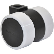 WAGNER Design Möbelrolle/Soft-Lenkrolle - LOGO - Durchmesser Ø 38 mm, Bauhöhe 40 mm, schwarz/grau, Tragkraft 50 kg - Made in Germany - 01023901