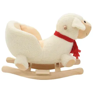 vidaXL Schaukeltier Schaf mit Rückenlehne Plüsch 60x32x50 cm Weiß - Weiß