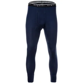 Bugatti Herren Lange Unterhose - Feinripp, Eingriff, Baumwolle, einfarbig Blau M
