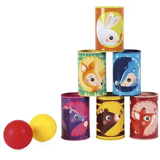 Janod Dosenwerfen Spiel - Outdoor Kinderspiel mit Waldtier Motiven
