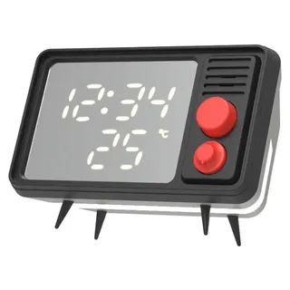 MOB Lautsprecher-Wecker mit Licht, TV, Retro, Schwarz/Grau - Schwarz