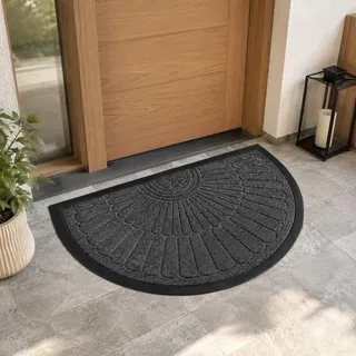 Fussmatte Aussen 50x80 Waschbar, Wetterfest, rutschfest, Hochwertig Fußmatte Halbrund Außen und Innen, Ästhetisch Outdoor Türmatte Haustür Schmutzfangmatte, Langlebig Robust Reinigungsfreundlich Matte