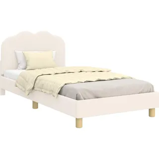 vidaXL Kinderbettgestell mit Kopfteil Creme 80 x 200 cm Bouclé - Creme