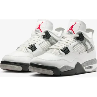 Nike Air Jordan 4 Retro "White Cement" Weiß/Grau, Größe: 44 - Weiß