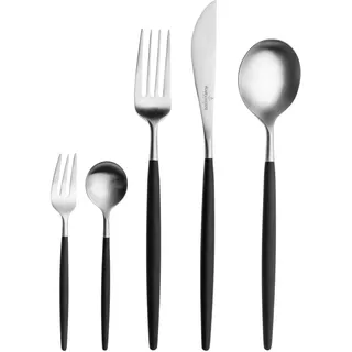 Besteck-Set "Franzi, wahlweise als 24-, 30- oder 60-teiliges Set erhältlich", silberfarben, schwarz, 30 tlg., Chromnickelstahl 18/10, PICARD & WIELPÜTZ SOLINGEN, Essbesteck-Sets, Besteck-Set, modernes und außergewöhnliches Design