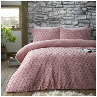 Gaveno Cavailia Premium Soft Teddy Nuevo Bettbezug, Pflegeleichte, Flauschige geometrische Formen, Bettwäscheset und Kissenbezüge, Einzelbett, Rosa