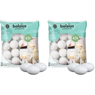 bolsius 103632053702 Schwimmkerzen Wachs weiß, Sans parfum, 4,5cm w X 3cm h (Packung mit 2)