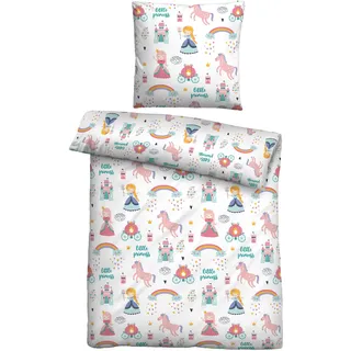 Biberna Feinbiber Bettwäsche Little Princess Größe 135x200 cm 80x80 cm - Weiß