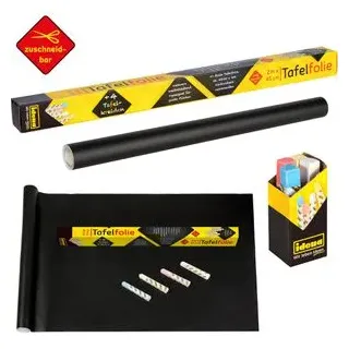 IDENA Tafelfolie schwarz 45x200cm,+4 Kreiden sort.
