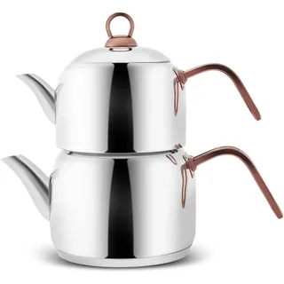 Karaca Urban Induktion Basis Midi Teekanne Set Rosegold - Elegantes Design, Großes Volumen (1,35-1,95 LT), Spülmaschinenfest, 2 Jahre Garantie für Exquisite Teemomente