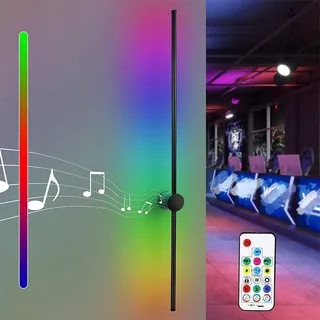 ZMH Led Wandleuchte Innen Wandlampe: 100CM RGB Schwarz Musik Flurlampe Modern Design Dimmbar Schlafzimmerlampe mit Fernbedienung Wandbeleuchtung für Flur Treppenhaus Schlafzimmer Wohnzimmer