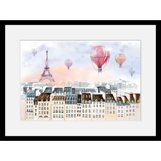 queence Bild »Heißluftballon in Frankreich« Architektonische Elemente   Ballonfahren   Gebäude   Heißluftballon   Paris   Stadt HD Premium Poster-Druck inkl. Holzrahmen, bunt