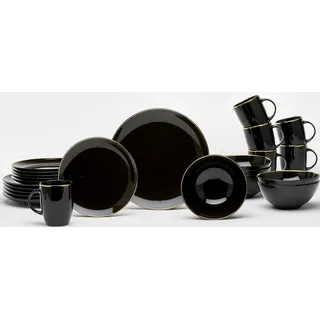 VAN WELL Glamour Kombiservice 24-tlg. schwarz/goldfarben