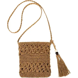 Strohtasche Damen Vintage Umhängetasche mit Quaste, Strand Handtasche Kreuzkörper Tasche
